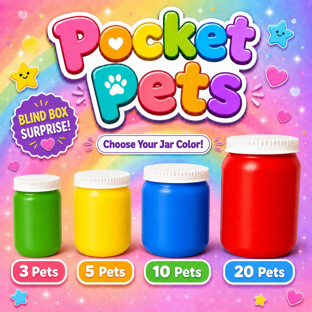 Pocket Pets Blind Box Surprise Mini Animals Collectible Toy Assortment Birthday Goodie Bags Teacher Rewards Treasure Box 3D Printed