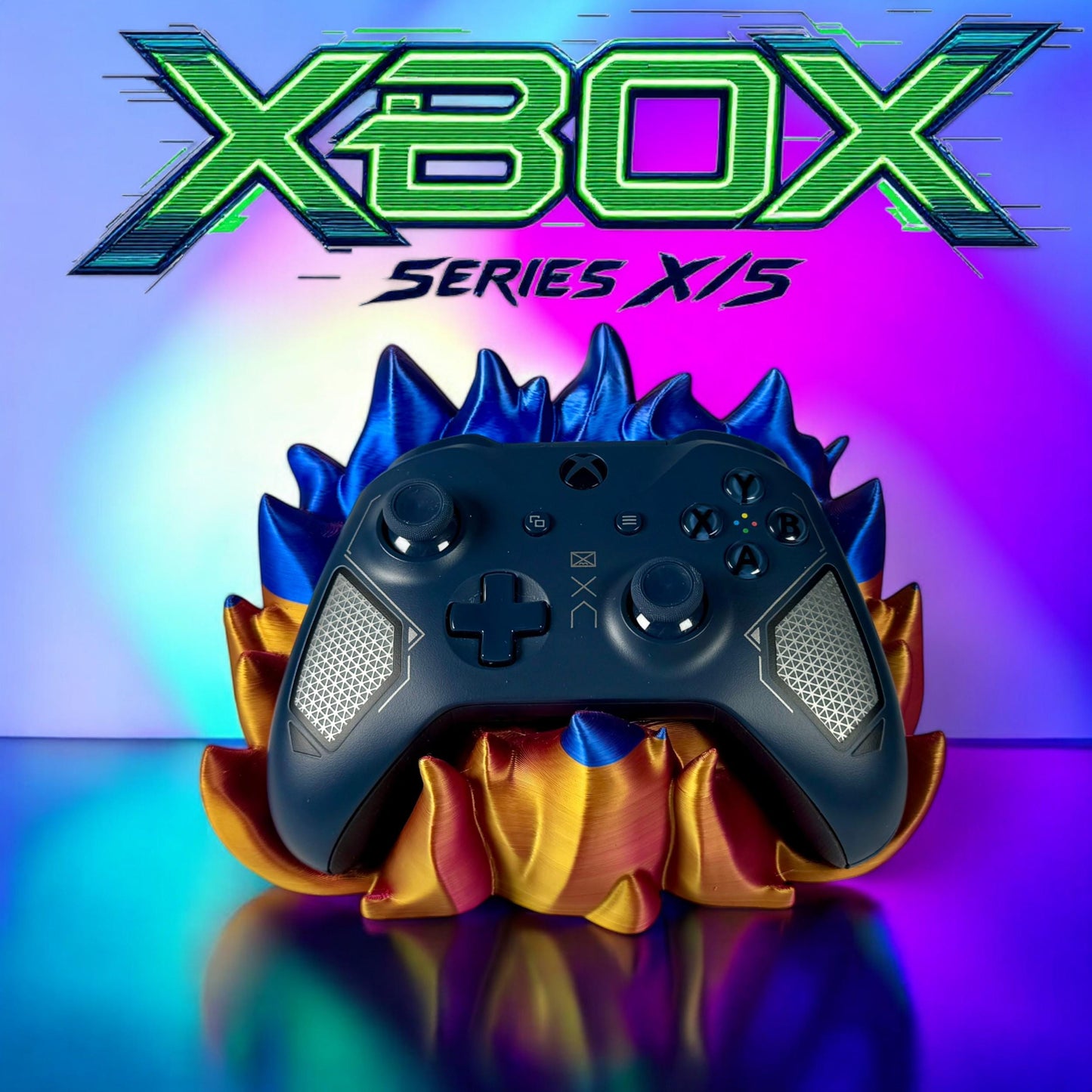 Fiery Xbox Series X/S and PS5 Controller Holder - Vibrant Flame-Inspired Gaming Stand - Perfect Gamer Gift for Console Fans 3D printed
