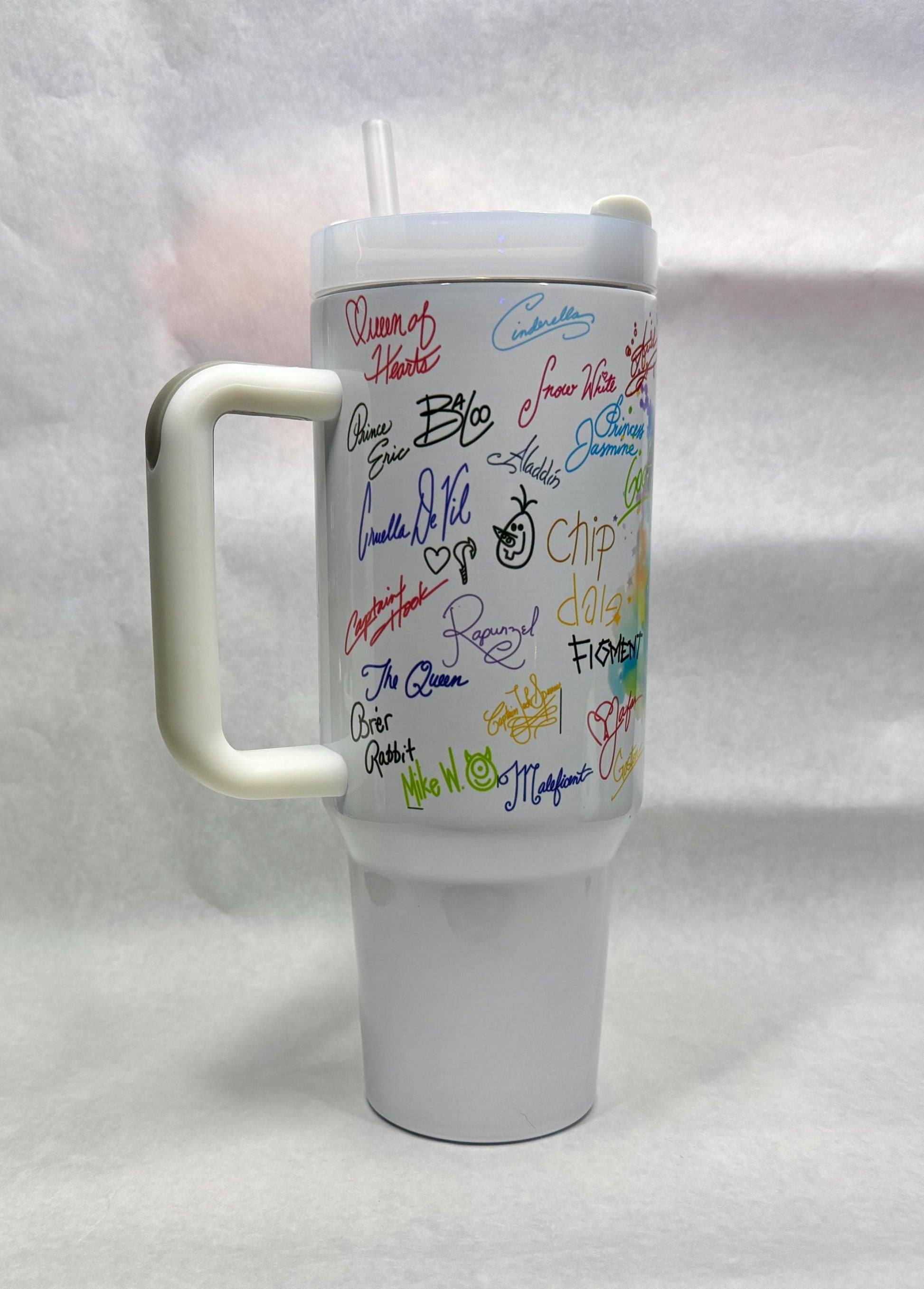 40oz Tumbler Autograph (Character Signature) Magic Park Quencher Dupe Theme Park Cute Cartoon Mouse Stanley Dupe Gift For Theme Park Lover