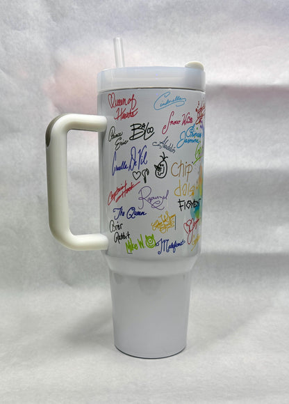 40oz Tumbler Autograph (Character Signature) Magic Park Quencher Dupe Theme Park Cute Cartoon Mouse Stanley Dupe Gift For Theme Park Lover