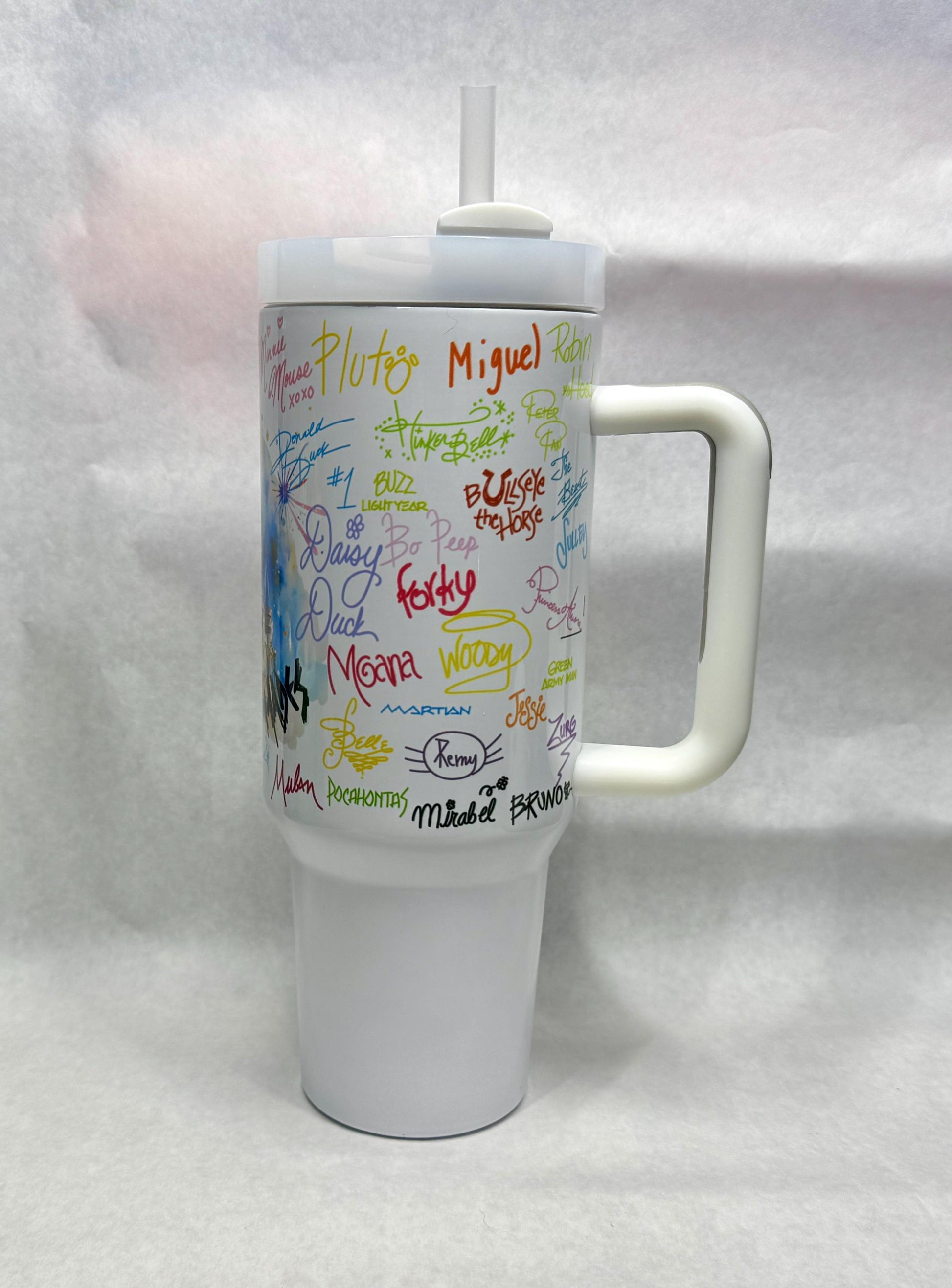 40oz Tumbler Autograph (Character Signature) Magic Park Quencher Dupe Theme Park Cute Cartoon Mouse Stanley Dupe Gift For Theme Park Lover