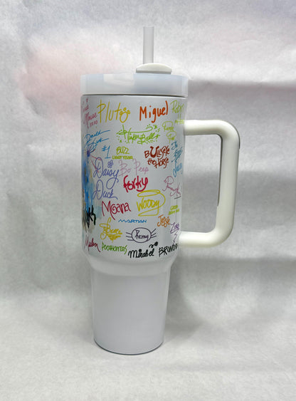 40oz Tumbler Autograph (Character Signature) Magic Park Quencher Dupe Theme Park Cute Cartoon Mouse Stanley Dupe Gift For Theme Park Lover