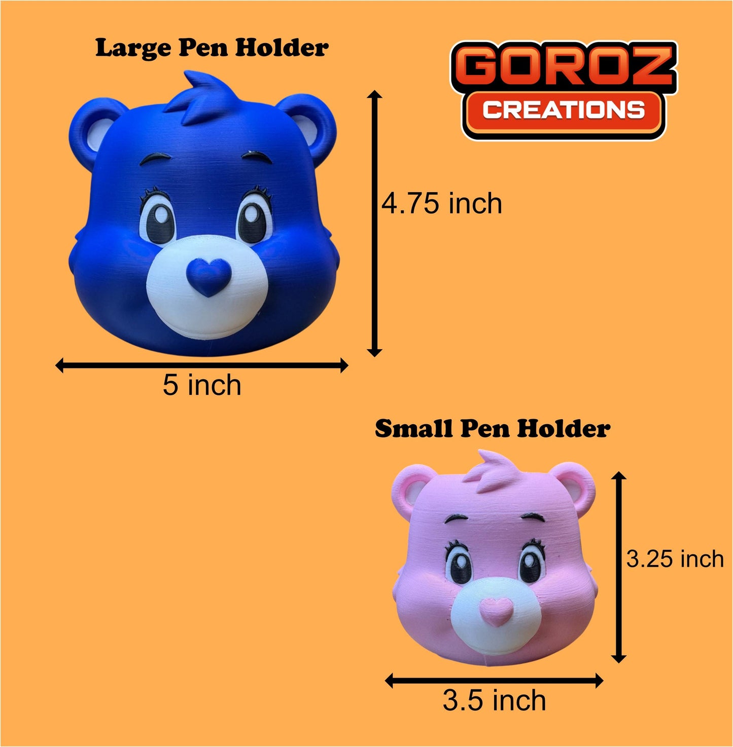 Pen and Pencil Holder Custom 3D Printed Cute Bear Desk Organizer Brush Holder Office Study Stationery Desktop Storage Marker Organizer