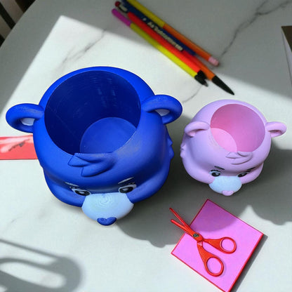 Pen and Pencil Holder Custom 3D Printed Cute Bear Desk Organizer Brush Holder Office Study Stationery Desktop Storage Marker Organizer