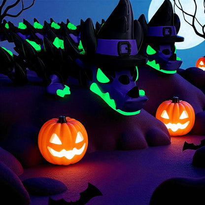 Halloween Decoration 3D Printed Glow In The Dark Articulating Witch With Cauldron Dragon Fidget Toy Spooky Halloween Gift Fall Decor
