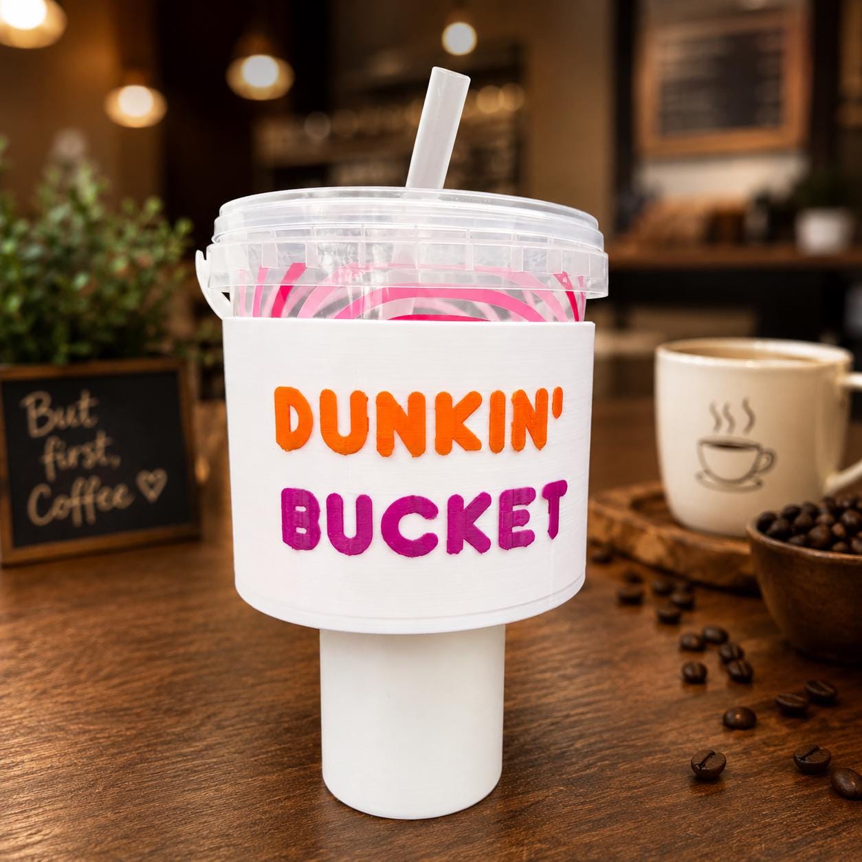 Coffee Bucket Car Cup Holder Adapter 3D Printed 48oz