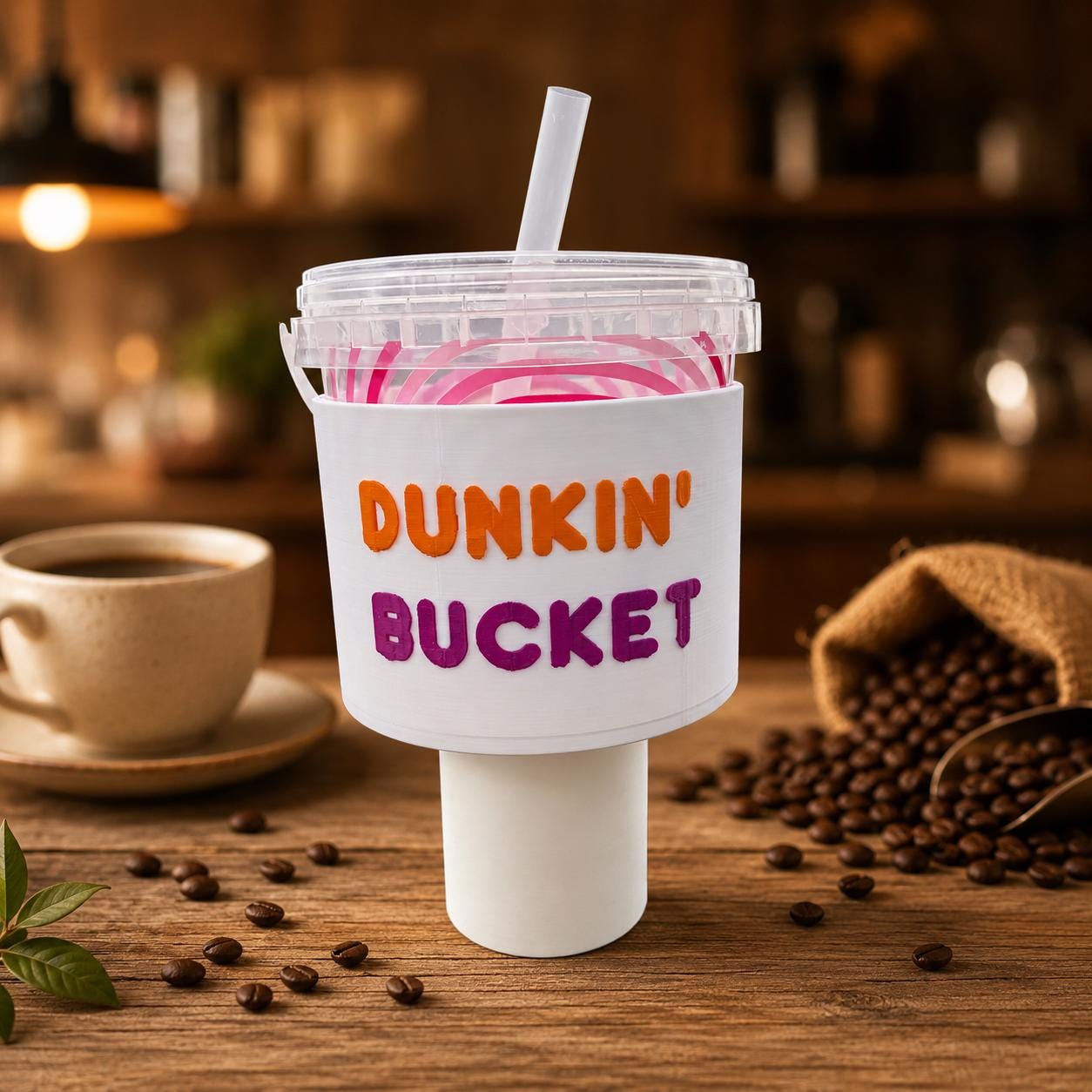 Coffee Bucket Car Cup Holder Adapter 3D Printed 48oz