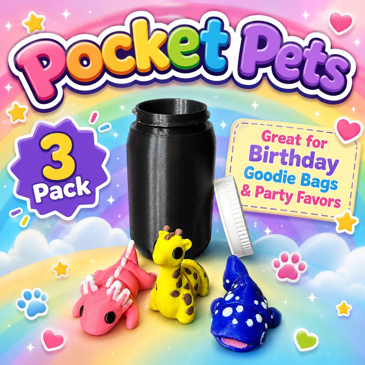 Pocket Pets Blind Box Surprise Mini Animals Collectible Toy Assortment Birthday Goodie Bags Teacher Rewards Treasure Box 3D Printed
