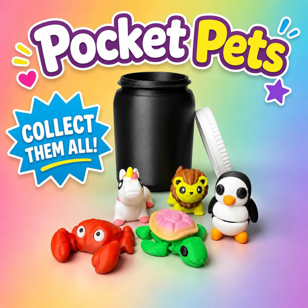 Pocket Pets Blind Box Surprise Mini Animals Collectible Toy Assortment Birthday Goodie Bags Teacher Rewards Treasure Box 3D Printed