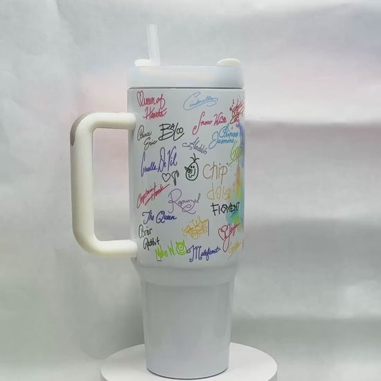 40oz Tumbler Autograph (Character Signature) Magic Park Quencher Dupe Theme Park Cute Cartoon Mouse Stanley Dupe Gift For Theme Park  Lover