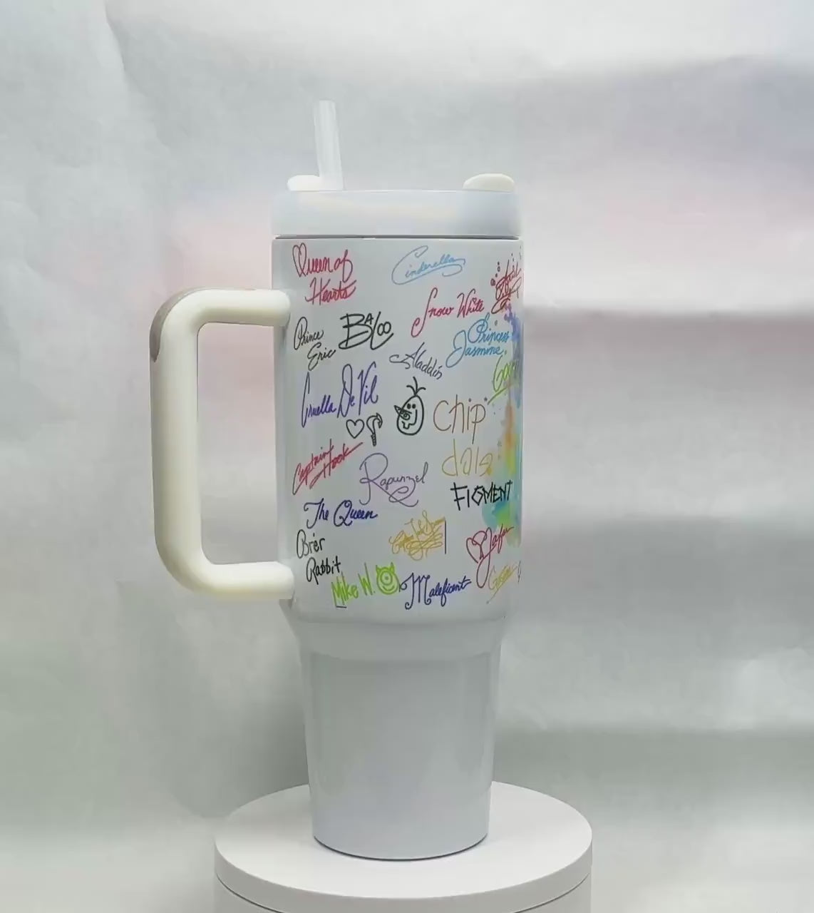 40oz Tumbler Autograph (Character Signature) Magic Park Quencher Dupe Theme Park Cute Cartoon Mouse Stanley Dupe Gift For Theme Park  Lover